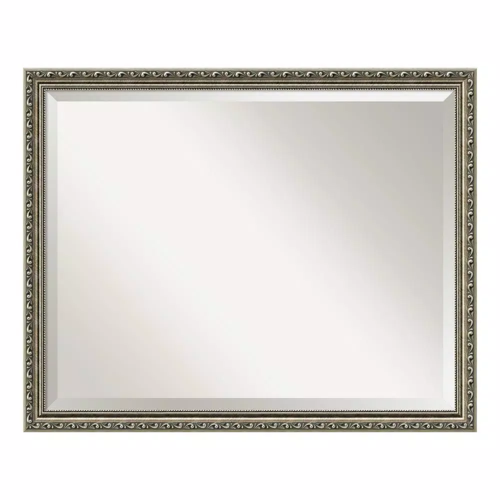 Amanti Art Parisian 30.5 in. W x 24.5 in. H Framed Rectangular Bathroom Vanity Mirror, Silver