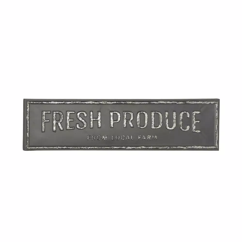 LITTON LANE Fresh Produce From Local Farm Iron Decorative Sign - Rustic Farmhouse Wall Decor