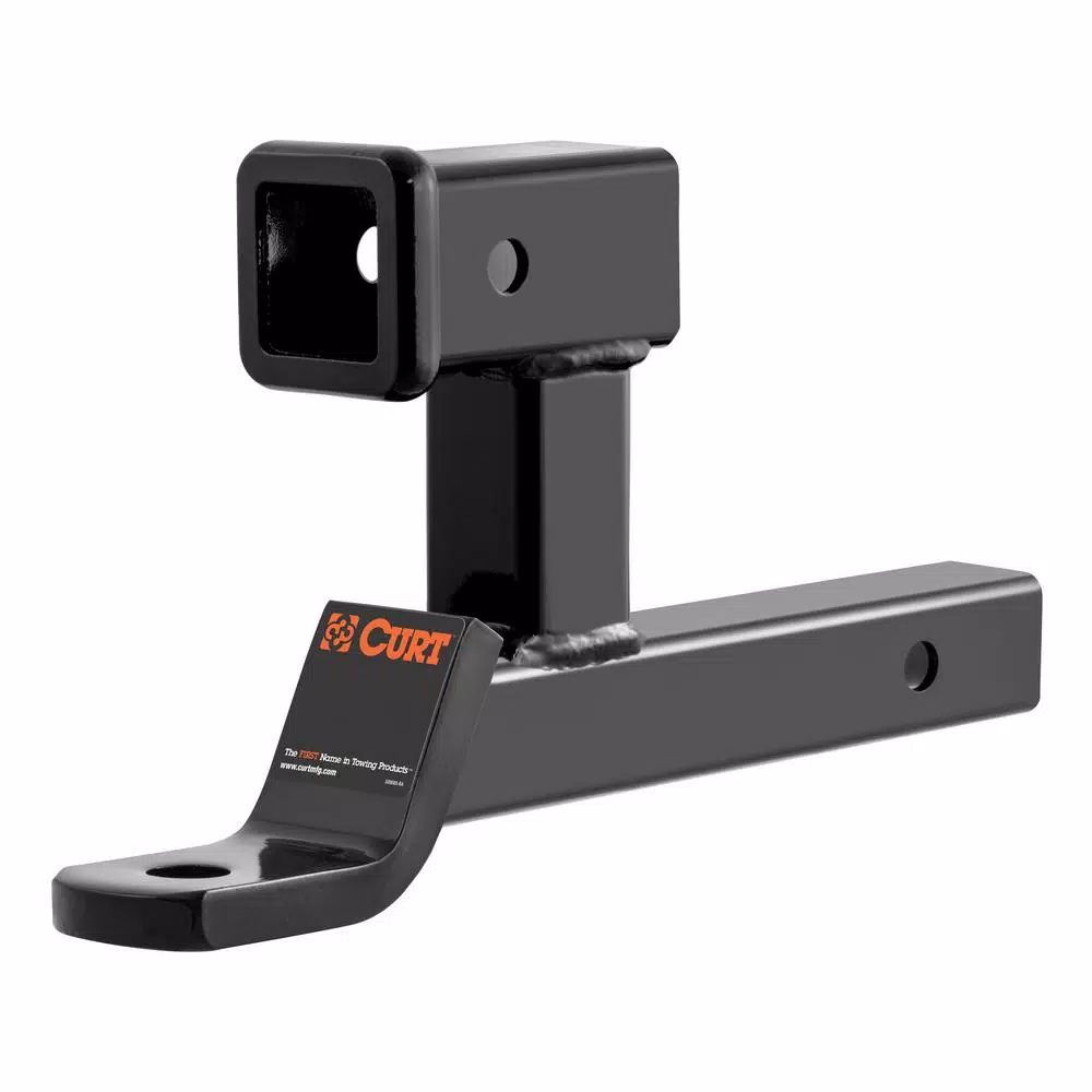 CURT Multi-Use 2" Ball Mount with Extra Receiver Tube, 7,500 lbs. Capacity, 5-13/16" Rise, Gloss Black