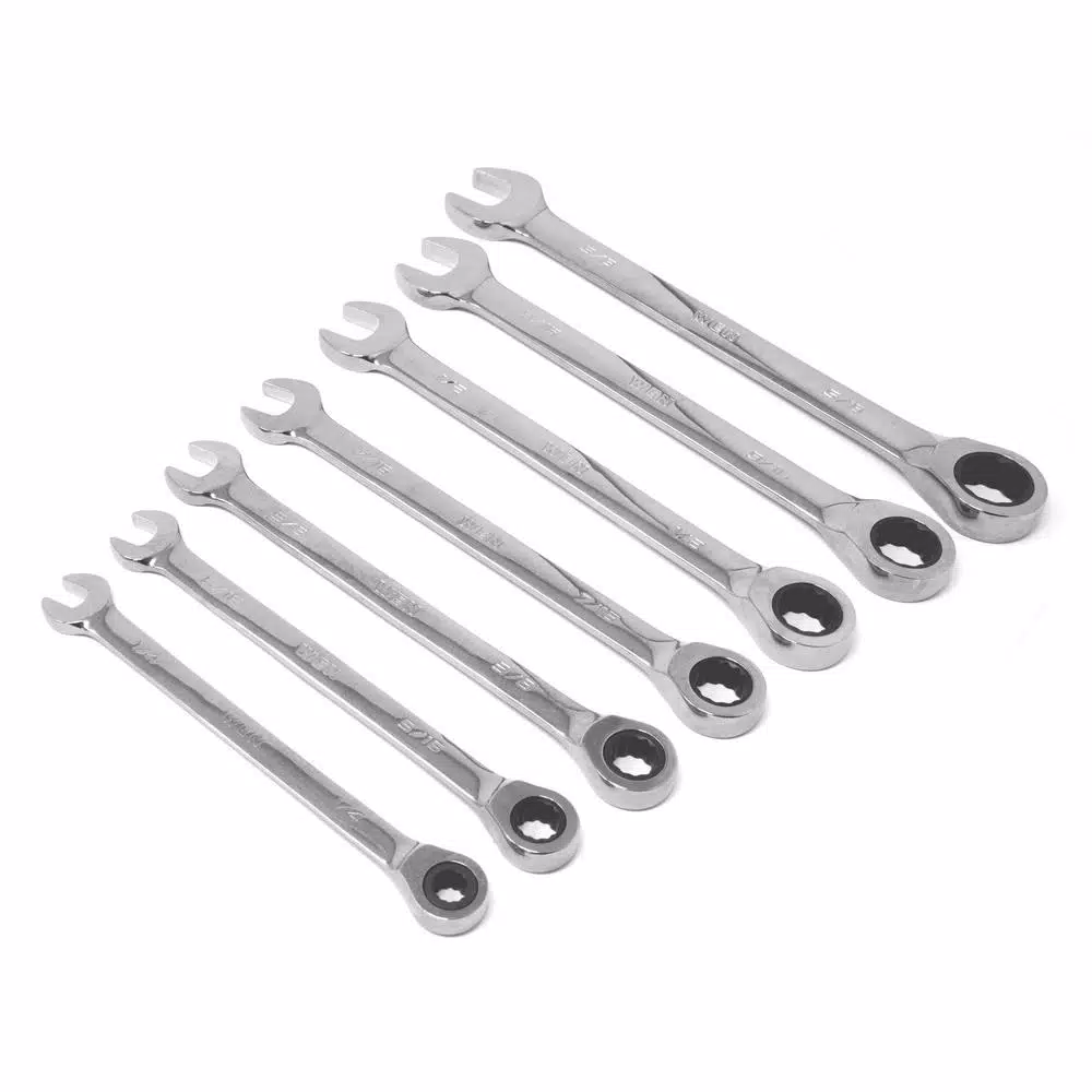 WEN 13-Piece Professional SAE Ratcheting Combination Wrench Set with Storage Rack