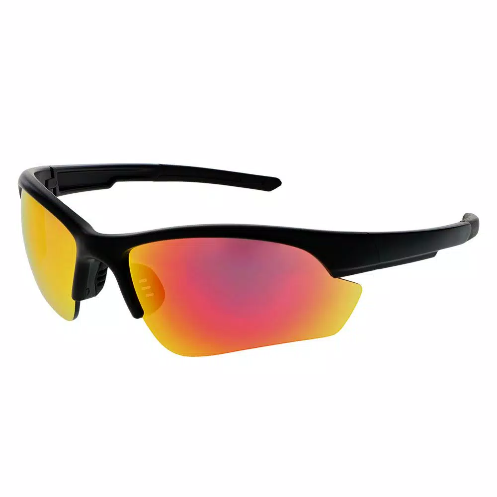 Unbranded Performance Red Mirrored Safety Eyewear - Lightweight Sporty Semi-Rimless Protective Glasses