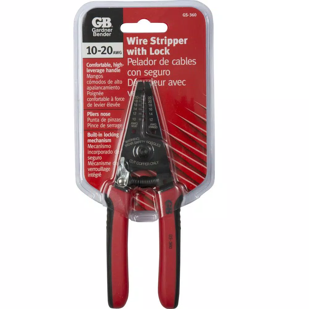 Gardner Bender 10-20 AWG Wire Stripper and Cutter with Locking Mechanism