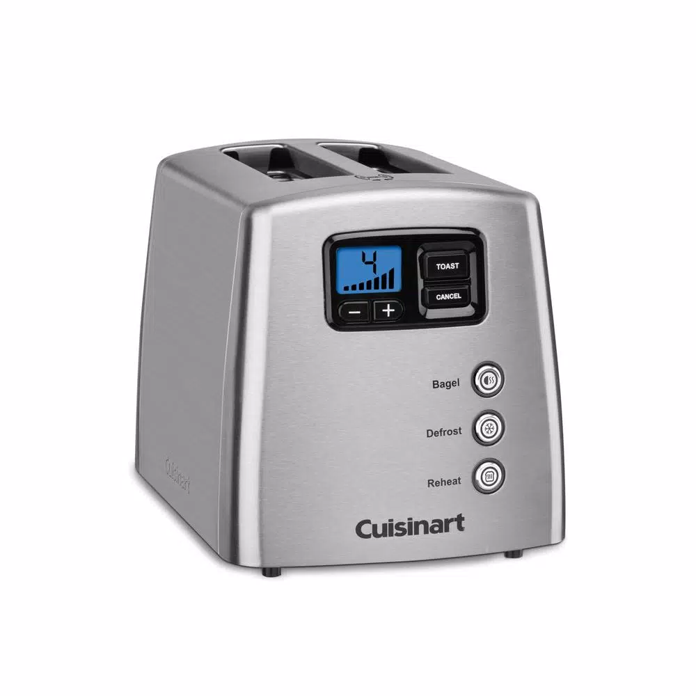 Cuisinart 2-Slice Silver Wide Slot Touch to Toast Toaster with LCD Countdown
