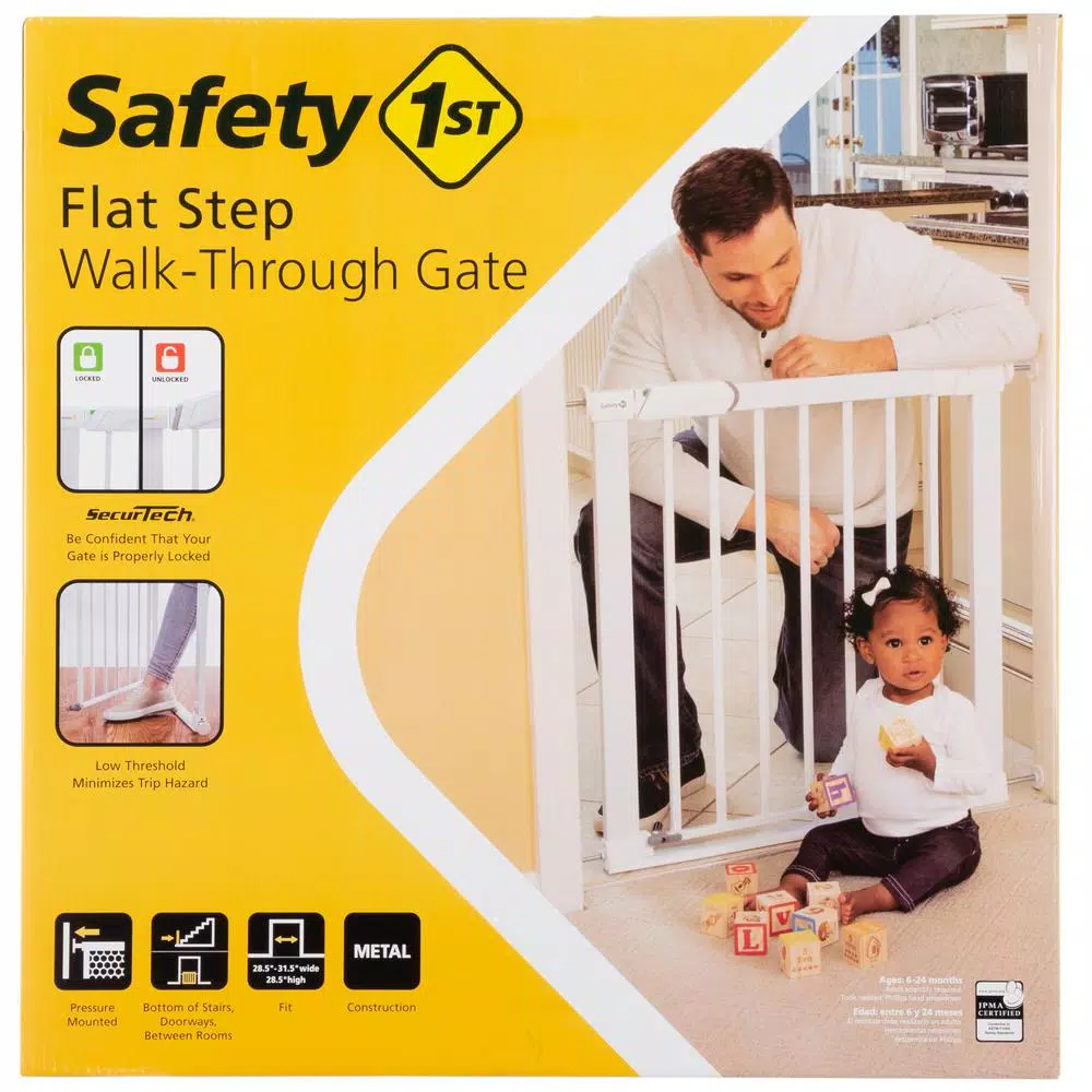 Safety 1st Flat Step 30 in. Pressure-Mounted Child Safety Gate, White
