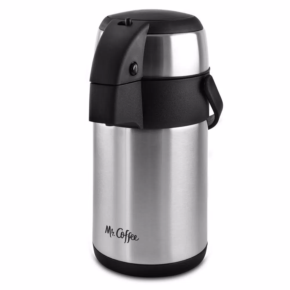 Mr. Coffee Everflow 2.3 Qt. Stainless Steel Insulated Beverage Pump Pot Dispenser