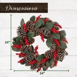 Fraser Hill Farm 24 in. Artificial Christmas Wreath with Ornaments and Frosted Pine Branches thumbnail 2