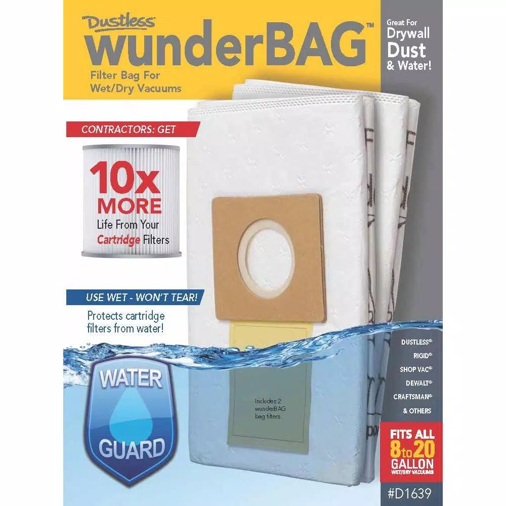 Dustless Technologies Wunderbag Micro Pre-Filter 2-Pack for Dustless 16 Gal. Wet/Dry and HEPA Vacuums