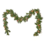 Noble House 9 ft. Cashmere Pine Pre-Lit LED Artificial Christmas Garland with Snowy Branches and Pinecones thumbnail 1