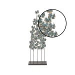 LITTON LANE Iron Metal Turquoise Ginkgo Leaves Sculpture with Gold Outline and Rectangular Base thumbnail 4