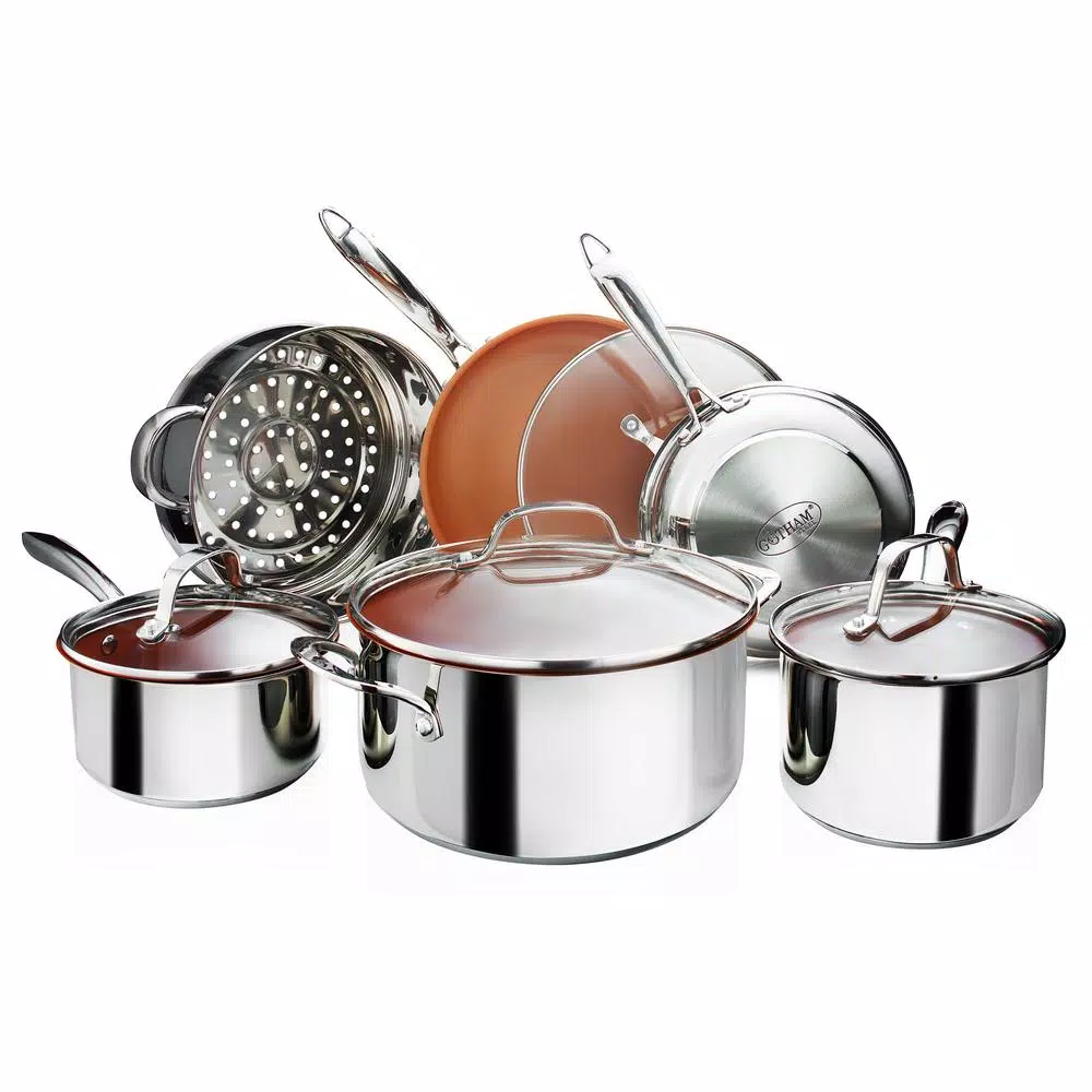 Gotham Steel Stainless 10-Piece Ti-Cerama Non-Stick Cookware Set with Lids