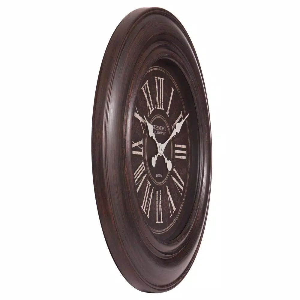 Pinnacle Glenmont 30 in. Oil Rubbed Bronze Wide Framed Roman Numeral Wall Clock