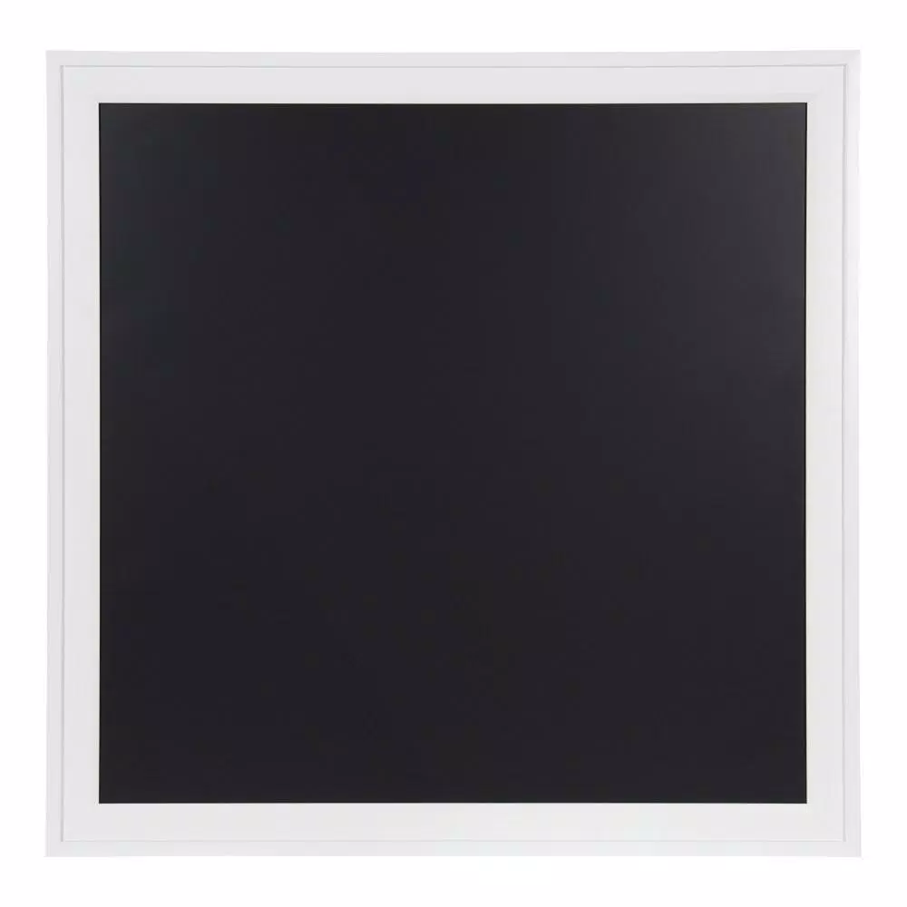 DesignOvation Bosc White Chalkboard Magnetic Memo Board, Square Framed Wall Decor