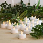 LUMABASE Amber LED Tea Light Candles - Battery Operated Flickering Flameless Set (24-Count) thumbnail 4