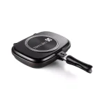 Hercules 13 in. Cast Aluminum Nonstick Double-Sided Skillet with Magnetic Lock - Black thumbnail 1