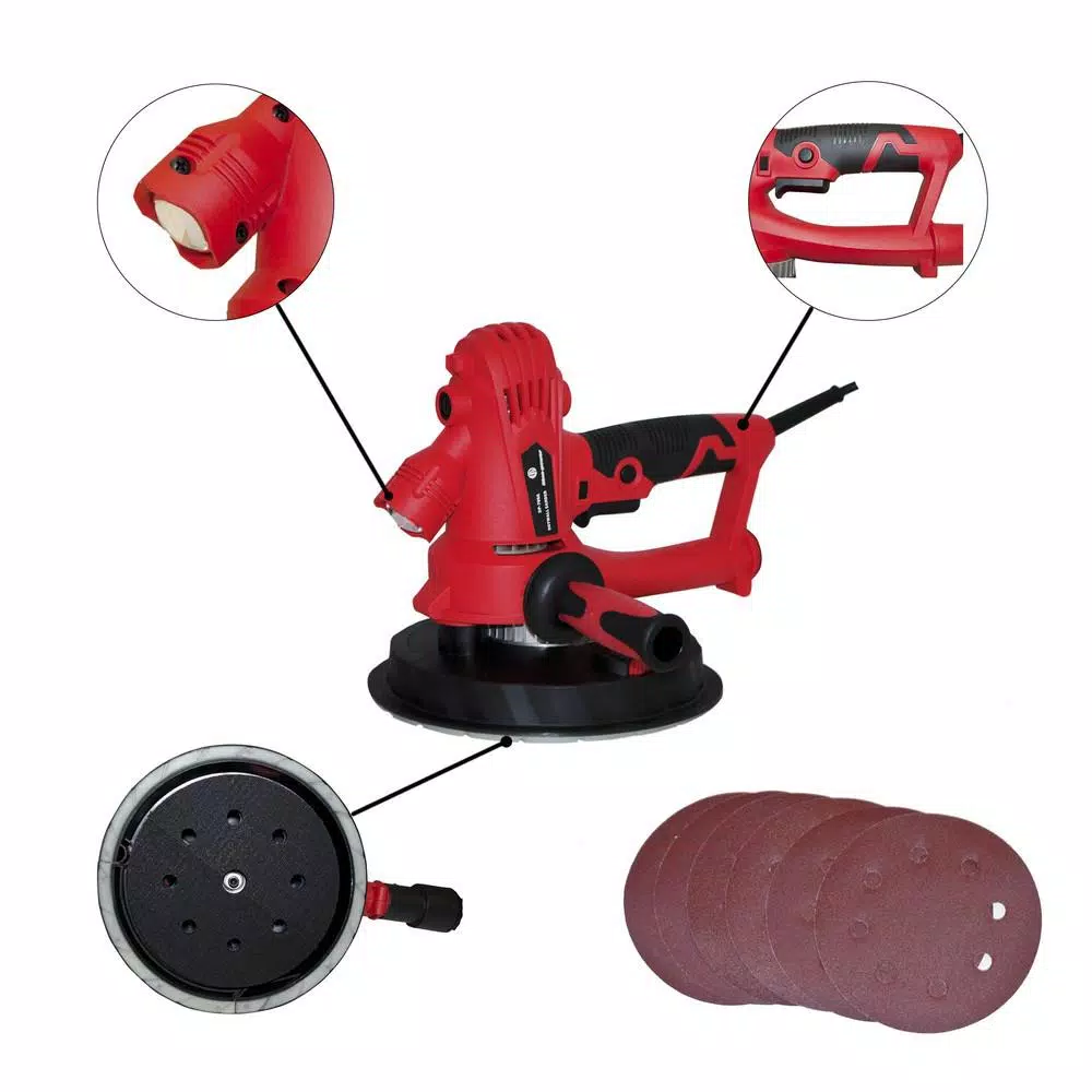 Aleko 800W Electric Variable Speed Drywall Sander with Vacuum and LED Light