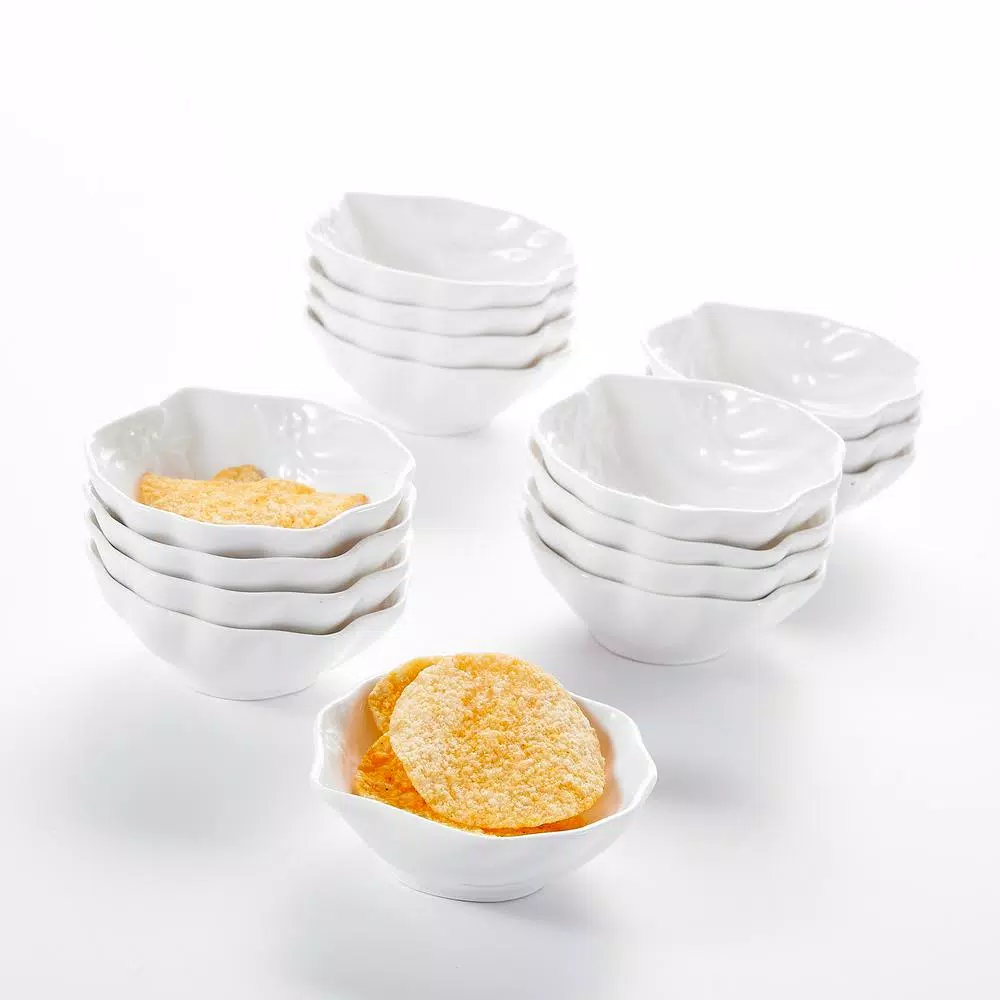 MALACASA 3.5 in. White Porcelain Ramekins Set, 16-Piece Ceramic Souffle Dishes and Serving Bowls