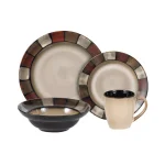 Pfaltzgraff Taos 16-Piece Stoneware Dinnerware Set, Service for 4, Brown thumbnail 1
