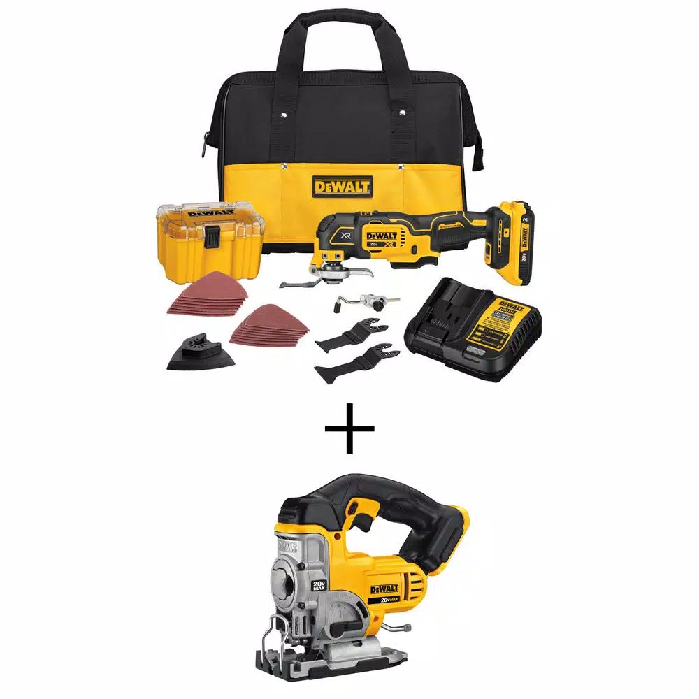 DEWALT 20V MAX XR Brushless Oscillating Multi-Tool & Jigsaw Kit with 2.0Ah Battery, Charger & Accessories