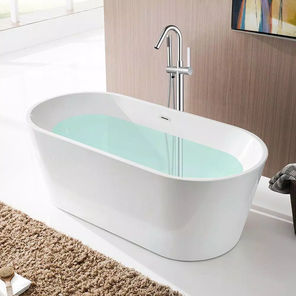 Vanity Art 40 in. Freestanding Single-Handle Claw Foot Tub Faucet with Hand Shower, Polished Chrome