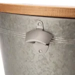 Glitzhome 26.29 in. Gray Galvanized Metal Beverage Tub with Firwood Lid and Metal Stand thumbnail 7