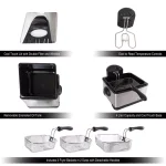 Classic Cuisine 4.2 Qt. 3-Basket Electric Deep Fryer, Stainless Steel thumbnail 3
