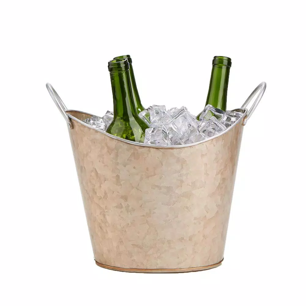 Mind Reader Copper Plated Galvanized Oval Beverage and Ice Bucket with Handles