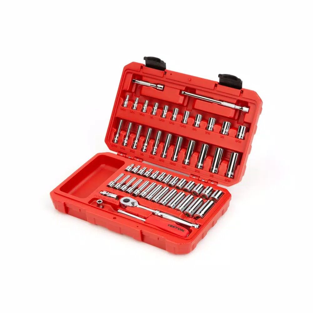 TEKTON 55-Piece 1/4 in. Drive 12-Point Socket and Ratchet Set