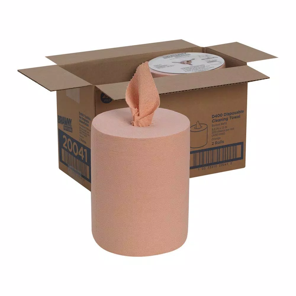 Georgia-Pacific Brawny Professional D400 Orange Disposable Center-Pull Paper Towels, 200 Sheets per Roll, 2 Rolls per Carton