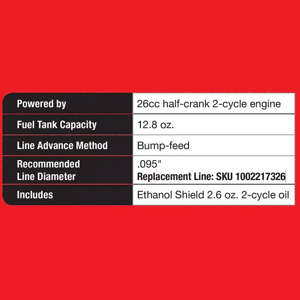 Homelite 26cc 2-Cycle Straight Shaft Gas String Trimmer