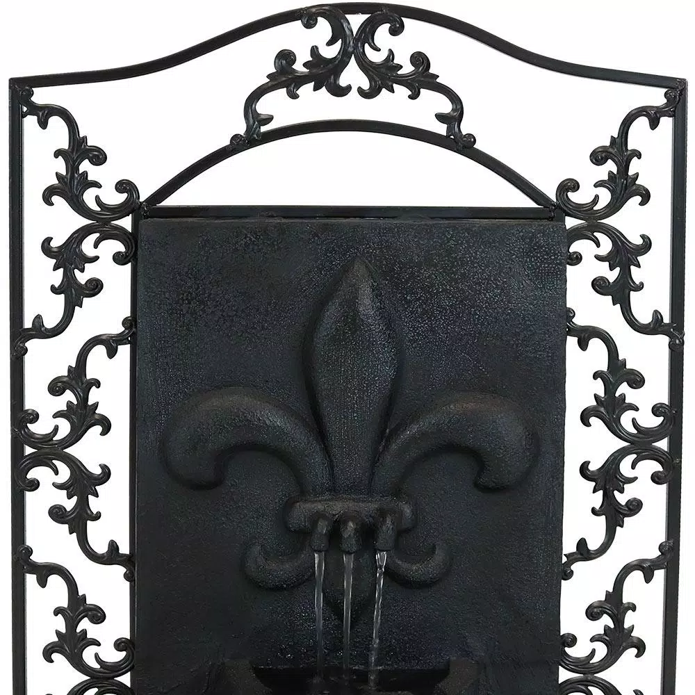 Sunnydaze Decor French Lily Resin Solar Outdoor Wall Fountain - Traditional Lead Finish