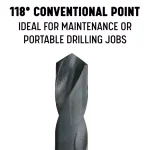 Drill America 9/16 in. to 1 in. High Speed Steel Black Oxide Reduced Shank Drill Bit Set, 5-Piece thumbnail 5