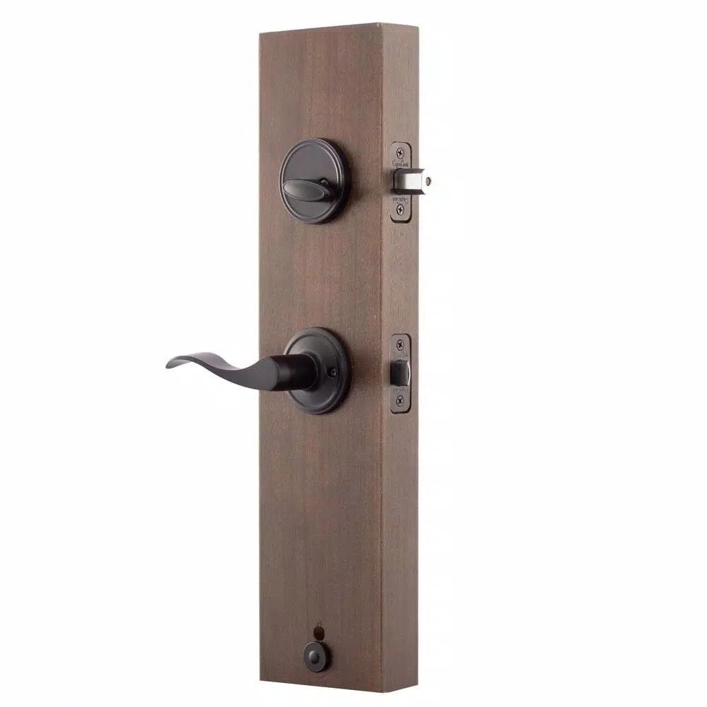 Copper Creek Heritage Black Door Handleset with Waverlie Lever Trim