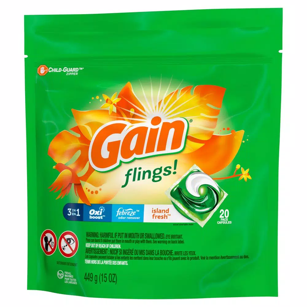 Gain Flings Island Fresh Scent Laundry Detergent Pods, 16-Count (6-Pack)