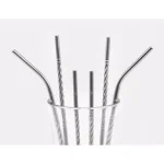 ExcelSteel 14-Piece Reusable Stainless Steel Swirl Straw Set with Cleaning Brushes thumbnail 4