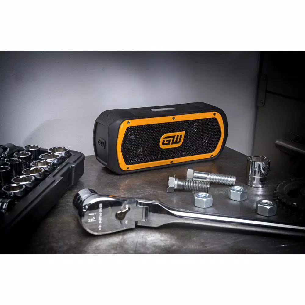 GearWrench Bluetooth Speaker and FM Radio, IP65 Dust and Water Resistant Job Site Radio