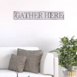 Pinnacle Gather Here Rustic Wood Wall Art - 6 in. x 36 in. Farmhouse White Wood Sign thumbnail 1