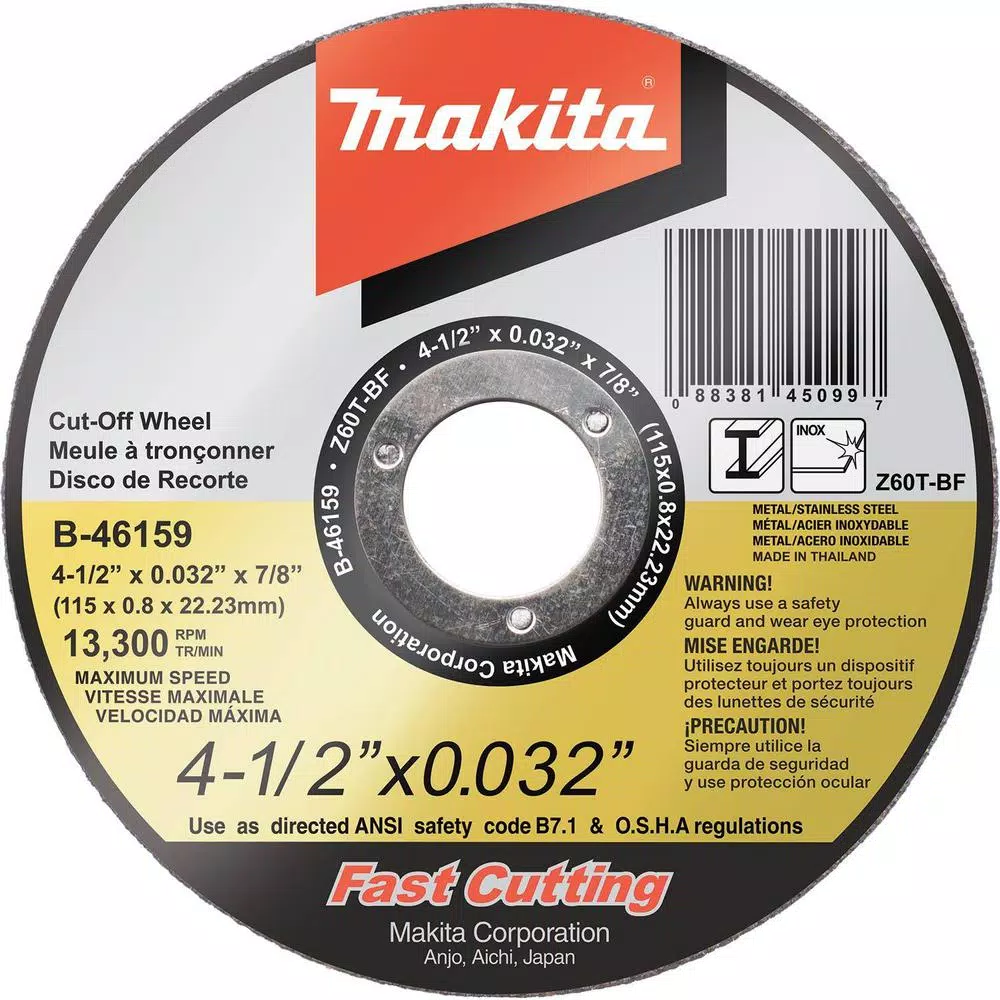 Makita 4-1/2 in. x 7/8 in. Ultra Thin Stainless Steel Cut-Off Wheels, 60 Grit, 25-Pack