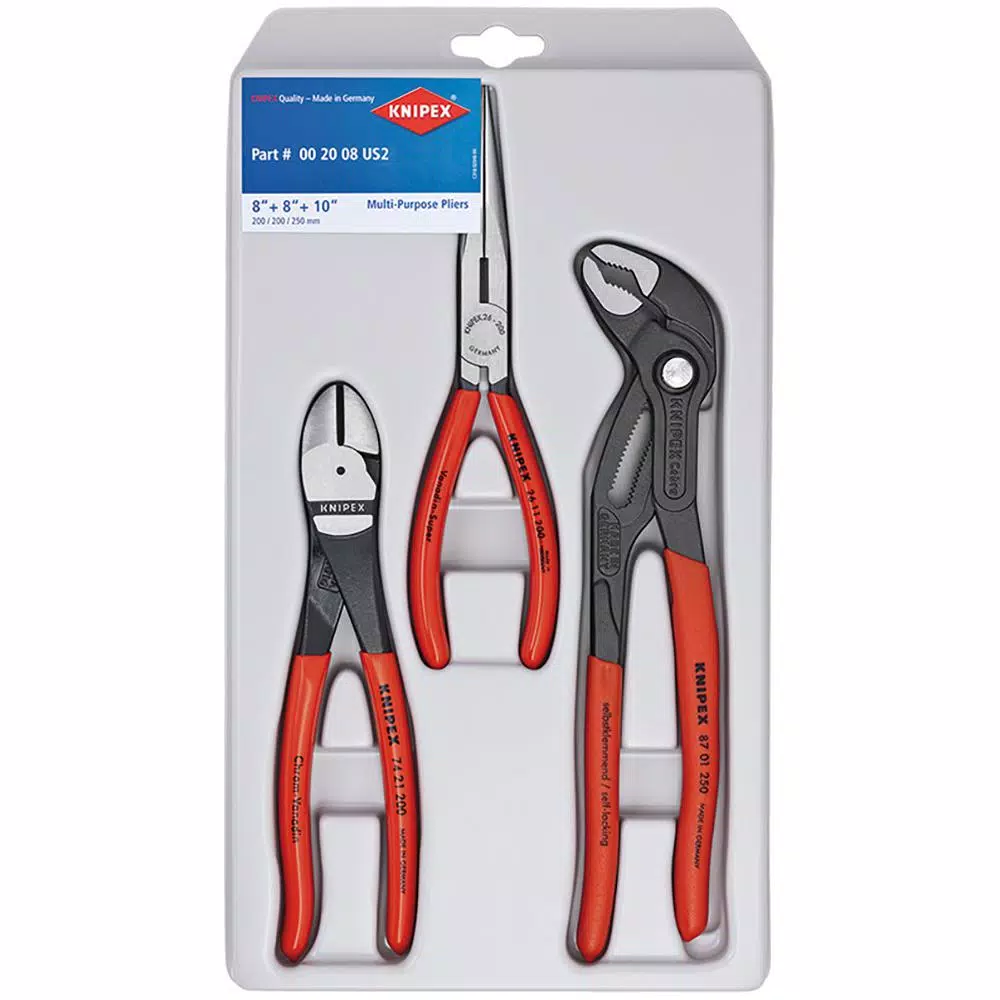 KNIPEX 3-Piece Pliers Set with Cobra Water Pump Pliers