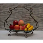 LITTON LANE 20 in. x 17 in. New Traditional Iron and Glass Cartouche Plate Server thumbnail 1