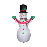 Glitzhome 12 ft. Lighted Inflatable Snowman with Welcome Decor, Large Outdoor Christmas Decoration thumbnail 1