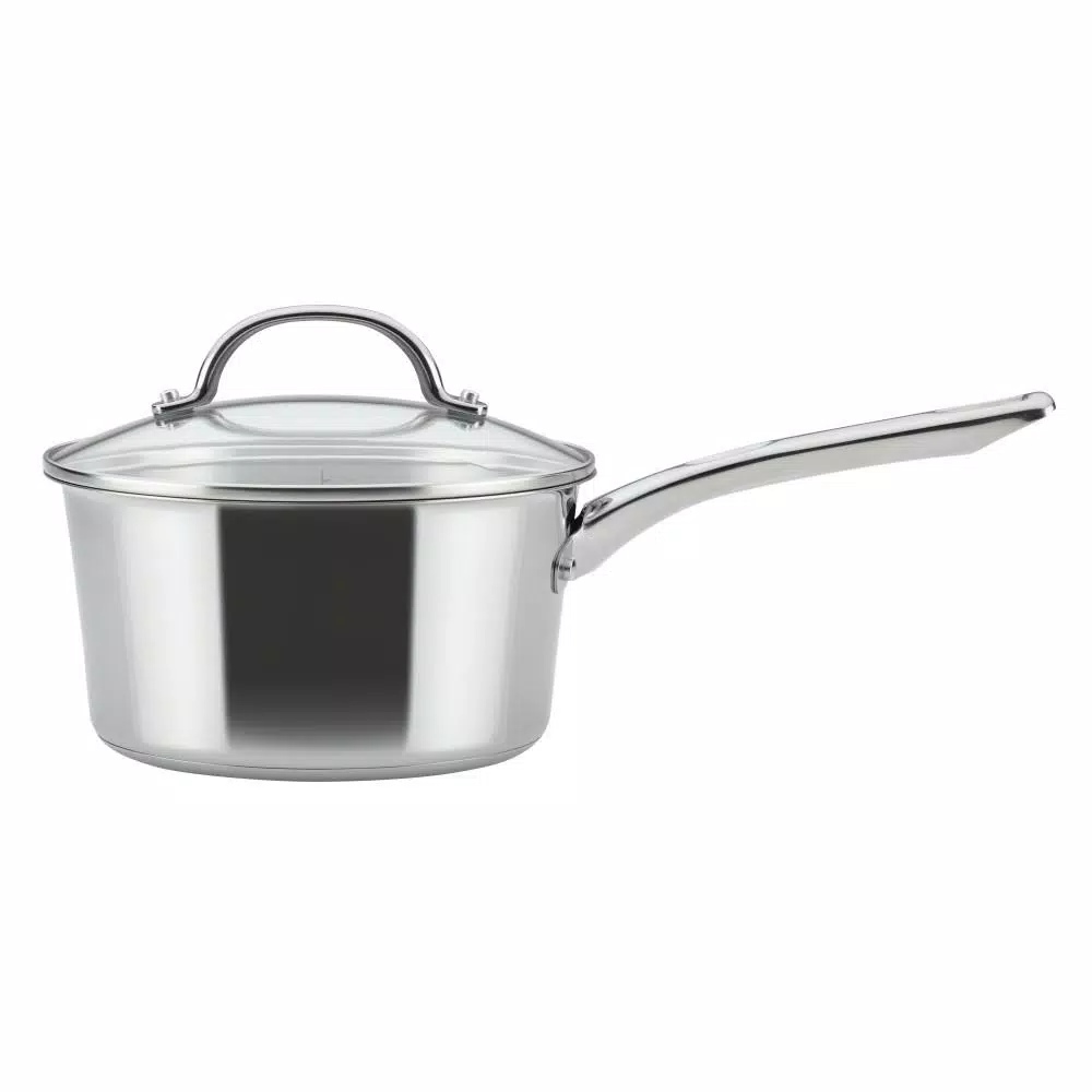 Ayesha Curry Ayesha Home Collection 3-Quart Stainless Steel Saucepan with Glass Lid