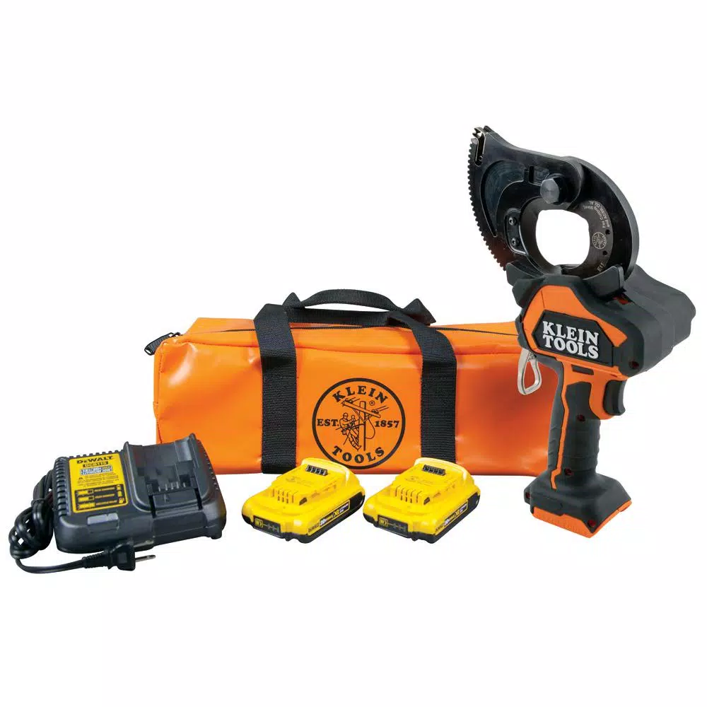 Klein Tools Battery-Operated EHS Closed-Jaw Cable Cutter with Two 2 Ah Batteries and Charger