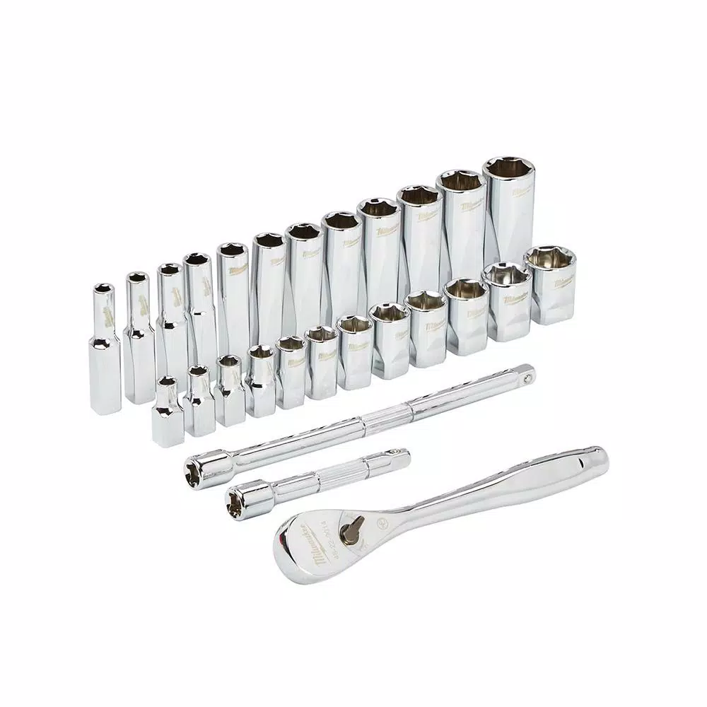 Milwaukee 28-Piece 1/4 in. Drive Metric Ratchet and Socket Set