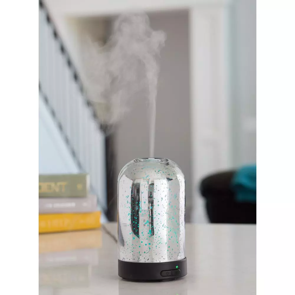 Airome 9.3 in Mercury Glass Ultrasonic Essential Oil Diffuser - Silver
