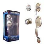 Constructor Satin Nickel Modern Keyed Entry Handleset with Single Cylinder Deadbolt thumbnail 1