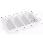 Basicwise Gray Plastic 4-Compartment Commercial Cutlery Holder, Drawer Organizer (Set of 10) thumbnail 5