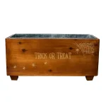 Cathy's Concepts Rustic Halloween Wooden Wine Trough with Galvanized Metal Ice Bucket thumbnail 1