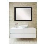 Amanti Art Nero 31.63 in. W x 25.63 in. H Black Wood Framed Beveled Edge Rectangular Bathroom Vanity Mirror thumbnail 1