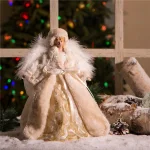 Glitzhome 12 in. White Faux Fur Angel Christmas Tree Topper Figurine thumbnail 5