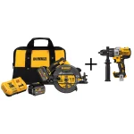 DEWALT FLEXVOLT 60V MAX Brushless 7-1/4 in. Circular Saw Kit with (2) 6.0Ah Batteries & Bonus Hammer Drill thumbnail 1